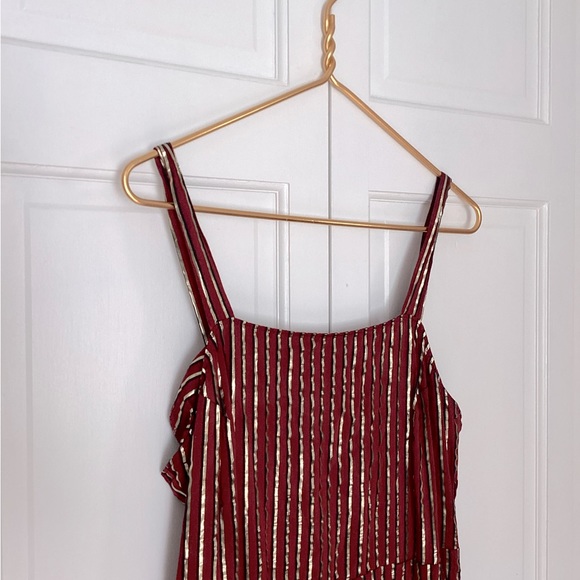 Show Me Your Mumu, Yvonne Metallic Red Stripe Metallic Overall Jumpsuit Size L - Picture 7 of 11